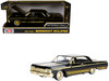 1964 Chevrolet Impala Lowrider Black with Gold Graphics and Wheels Midnight Eclipse Series 1/24 Diecast Model Car Motormax 79202BK