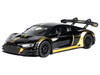 Audi R8 LMS GT3 Black with Gold Stripes and Graphics Midnight Eclipse Series 1/24 Diecast Model Car Motormax 79208BK