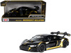 Audi R8 LMS GT3 Black with Gold Stripes and Graphics Midnight Eclipse Series 1/24 Diecast Model Car Motormax 79208BK
