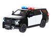 2025 Chevrolet Tahoe PPV Black and White Builder s Kit with Flashing Light Bar and Front and Rear Lights and Sounds 1/24 Diecast Model Car Motormax 79623BKW