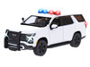 2025 Chevrolet Tahoe PPV White Builder s Kit with Flashing Light Bar and Front and Rear Lights and Sounds 1/24 Diecast Model Car Motormax 79623W