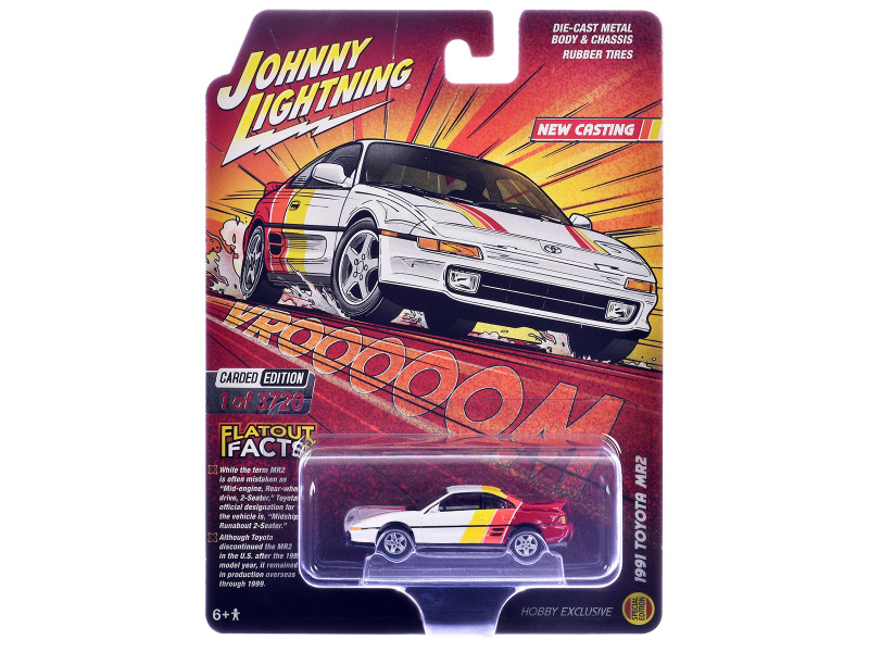 1991 Toyota MR2 White with Stripes Hobby Exclusive Series Limited Edition to 3720 pieces Worldwide 1/64 Diecast Model Car Johnny Lightning JLSP440