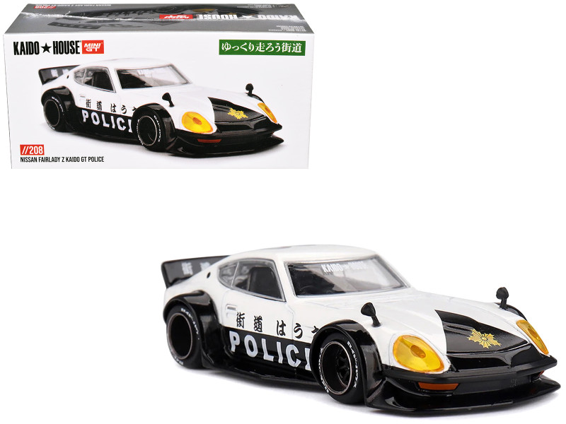 Nissan Fairlady Z RHD Right Hand Drive Kaido GT Police Black and White Designed by Jun Imai Kaido House 1/64 Diecast Model Car Mini GT KHMG208