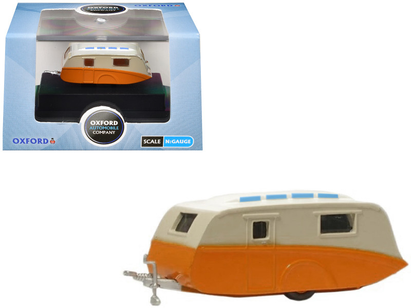 Caravan Trailer Cream and Orange 1/148 (N) Scale Diecast Model Car Oxford Diecast NCV001