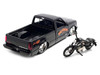 1993 Chevrolet 454 SS Pickup Truck Harley Davidson Black and 2007 Harley-Davidson XL 1200N Nightster Motorcycle Black H-D Custom Series 1/24 Diecast Model Car Maisto 32276-BLK