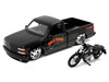 1993 Chevrolet 454 SS Pickup Truck Harley Davidson Black and 2007 Harley-Davidson XL 1200N Nightster Motorcycle Black H-D Custom Series 1/24 Diecast Model Car Maisto 32276-BLK