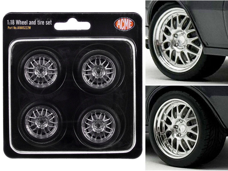 Street Fighter 18 Wheel and Tire Set of 4 pieces from 1968 Pontiac Firebird Street Fighter for 1/18 Scale Models ACME A1805222W