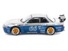 Pandem S13 RHD Right Hand Drive Silver and Moontech Blue Metallic with Graphics 1/64 Diecast Model Car Pop Race PR640264