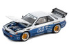 Pandem S13 RHD Right Hand Drive Silver and Moontech Blue Metallic with Graphics 1/64 Diecast Model Car Pop Race PR640264