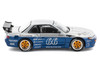 Pandem S13 RHD Right Hand Drive Silver and Moontech Blue Metallic with Graphics 1/64 Diecast Model Car Pop Race PR640264