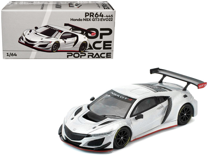Honda NSX GT3 EVO22 Silver Metallic Brazilian Event Exclusive 1/64 Diecast Model Car Pop Race PR640445