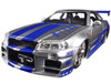 Brian's Nissan GTR Skyline R34 RHD Right Hand Drive Silver with Blue Stripes Fast & Furious 25th Anniversary 1/24 Diecast Model Car Jada 97158-25TH