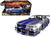 Brian's Nissan GTR Skyline R34 RHD Right Hand Drive Silver with Blue Stripes Fast & Furious 25th Anniversary 1/24 Diecast Model Car Jada 97158-25TH
