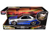 Brian's Nissan GTR Skyline R34 RHD Right Hand Drive Silver with Blue Stripes Fast & Furious 25th Anniversary 1/24 Diecast Model Car Jada 97158-25TH