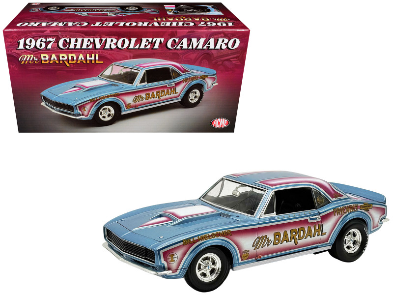 1967 Chevrolet Camaro Mr Bardahl Drag Car Blue Metallic with Red and White Graphics Limited Edition to 312 pieces Worldwide 1/18 Diecast Model Car ACME A1805735