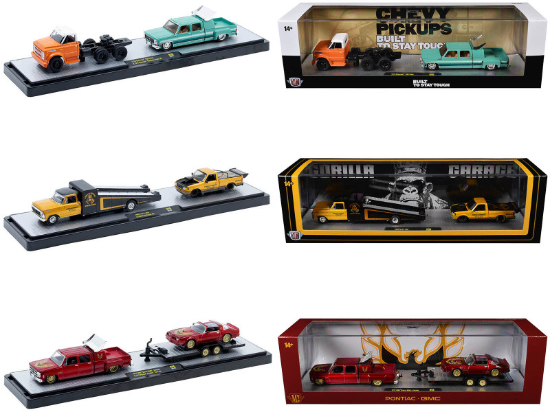 Auto Haulers Set of 3 Trucks Release 96 Limited Edition to 8000 pieces Worldwide 1/64 Diecast Models M2 Machines 36000-96