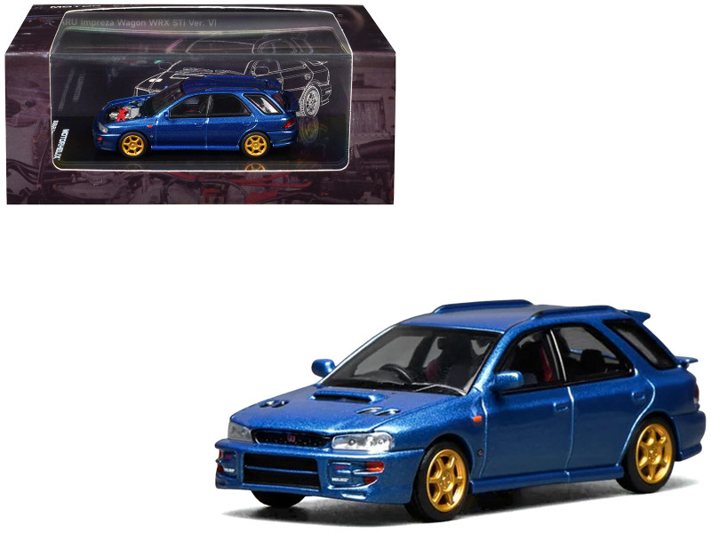 Subaru Impreza WRX STi Wagon Version VI RHD Right Hand Drive Blue Metallic 1/64 Diecast Model Car MotorHelix M67101