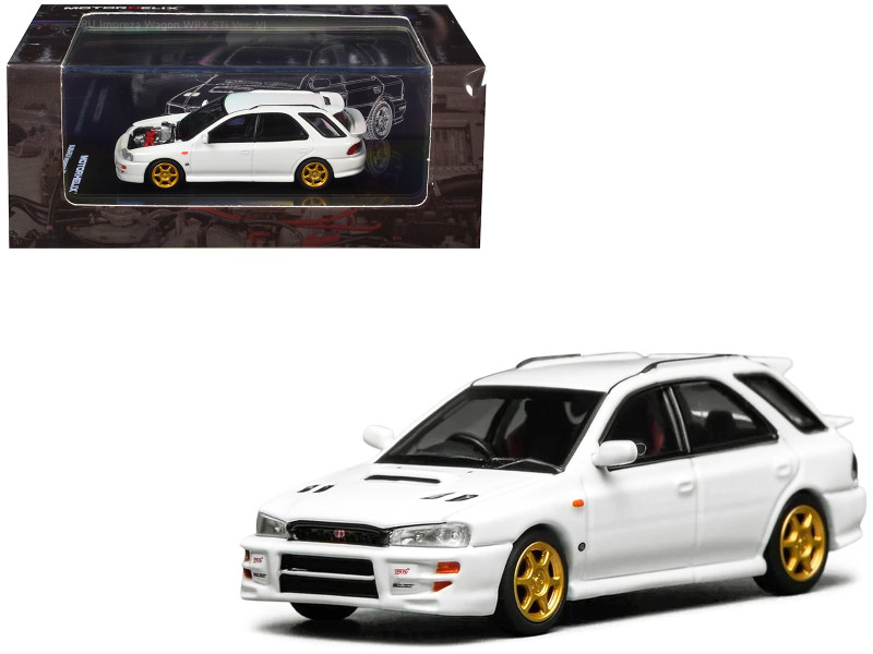 Subaru Impreza WRX STi Wagon Version VI RHD Right Hand Drive Pure White 1/64 Diecast Model Car MotorHelix M67102
