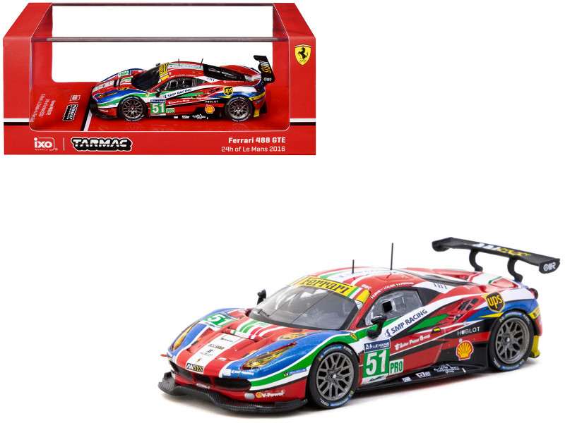 Ferrari 488 GTE #51 Gianmaria Bruni - Alessandro Pier Guidi - James Calado AF Corse 24 Hours of Le Mans 2016 Hobby64 Series 1/64 Diecast Model Car Tarmac Works T64-071-16WEC51