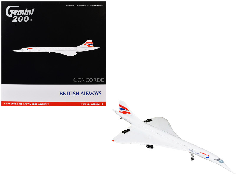 BAe/Aerospatiale Concorde Commercial Aircraft British Airways G-BOAD White with Tail Stripes Gemini 200 Series 1/200 Diecast Model GeminiJets G2BAW1484
