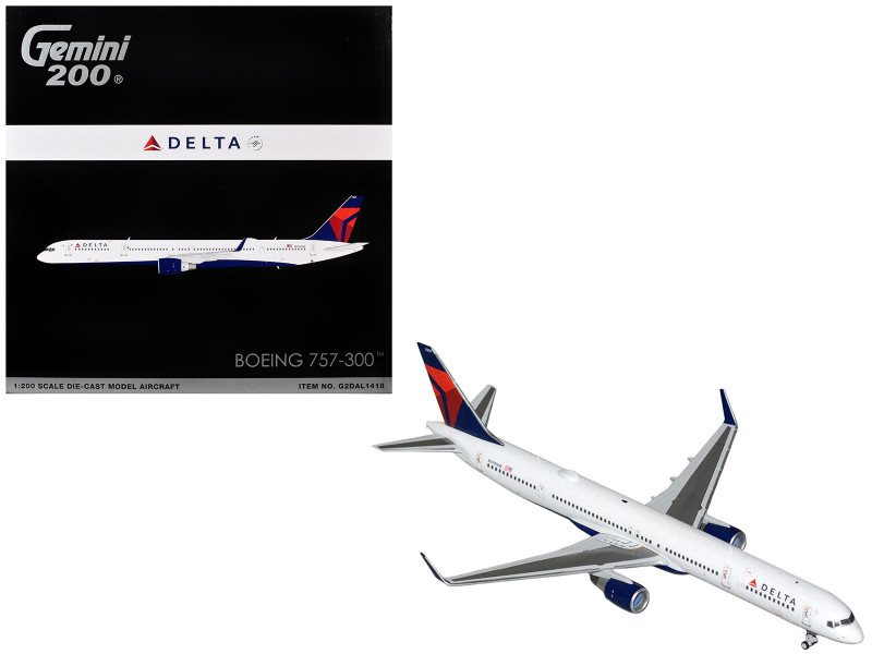 Boeing 757-300 Commercial Aircraft Delta Air Lines N595NW White with Blue and Red Tail Gemini 200 Series 1/200 Diecast Model GeminiJets G2DAL1418