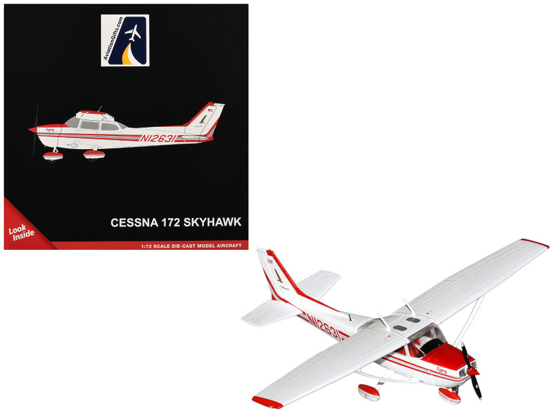 Cessna 172 Skyhawk Aircraft N12631 Red and White Gemini General Aviation Series 1/72 Diecast Model GeminiJets GGCES021
