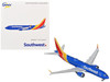 Boeing 737 MAX 8 Commercial Aircraft "Southwest Airlines" (N8788L) Blue with Red and Yellow Stripes 1/400 Diecast Model Airplane GeminiJets GJSWA2372