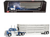 Kenworth W900A with 36" Sleeper and 45' Wilson Vintage Livestock Trailer Mariner Blue and White with Silver Trailer 1/64 Diecast Model DCP/First Gear 60-2136