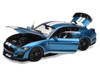 2022 Ford Mustang Shelby GT500 Blue Metallic with White Stripes 1/18 Diecast Model Car IXO Models 18RDC244-FO