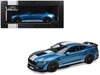 2022 Ford Mustang Shelby GT500 Blue Metallic with White Stripes 1/18 Diecast Model Car IXO Models 18RDC244-FO