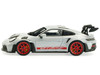 2023 Porsche 911 (992) GT3 RS Ice Gray Metallic with Pyro Red Stripes 1/43 Diecast Model Car Solido S4314802