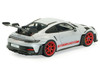 2023 Porsche 911 (992) GT3 RS Ice Gray Metallic with Pyro Red Stripes 1/43 Diecast Model Car Solido S4314802