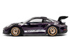 2024 Porsche 911 GT3 RS Weissach Package Viola Purple Metallic with Carbon Hood Stripes and Top 1/18 Diecast Model Car Solido S1812103