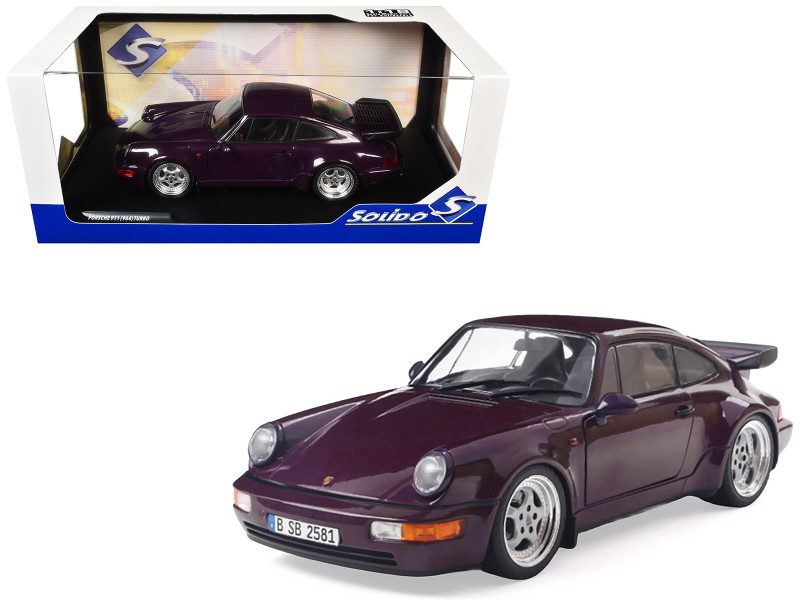 1990 Porsche 911 964 Turbo Violet Blue Metallic 1/18 Diecast Model Car Solido S1803412