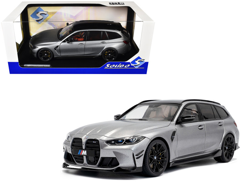 2024 BMW M3 Competition M xDrive Touring Frozen Pure Gray Metallic with Black Top 1/18 Diecast Model Car Solido S1813702