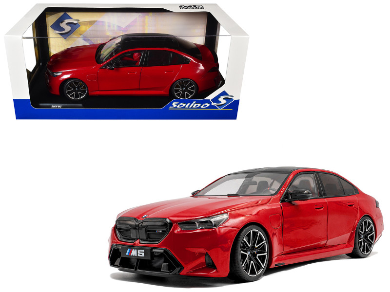 2025 BMW M5 Fire Red with Black Top 1/18 Diecast Model Car Solido S1814702