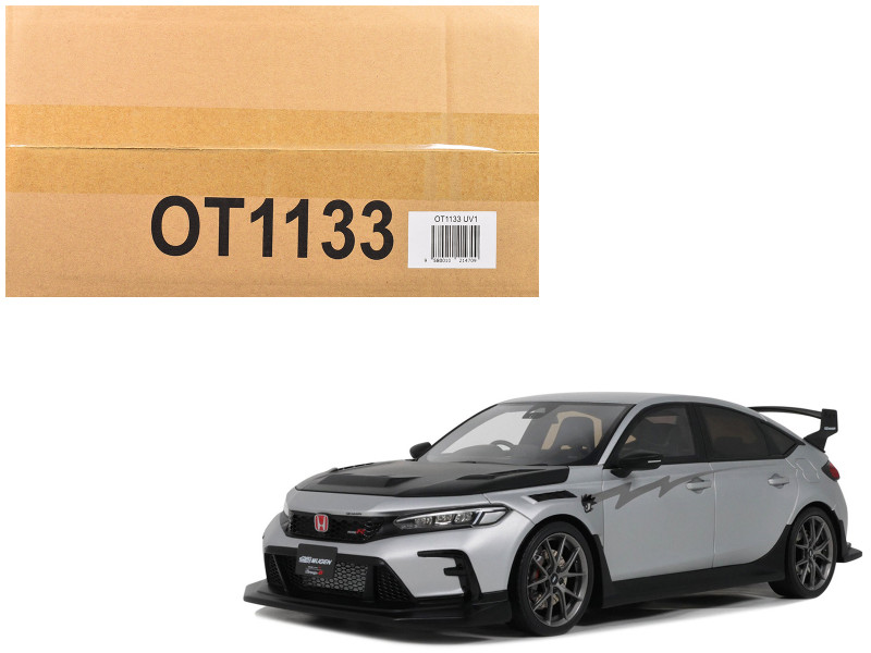 2024 Honda Civic Type R Mugen Group B RHD Right Hand Drive Matt Silver Metallic with Black Hood Limited Edition to 999 pieces Worldwide 1/18 Model Car Otto Mobile OT1133