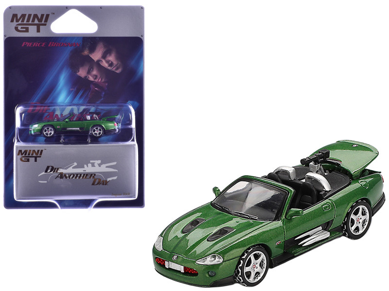 Jaguar XKR Green Metallic 007 James Bond Die Another Day 2002 Movie Limited Edition 1/64 Diecast Model Car Mini GT MGT00908-007E