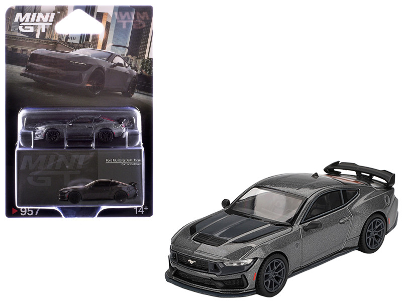 2024 Ford Mustang Dark Horse Carbonized Gray Metallic Limited Edition 1/64 Diecast Model Car Mini GT MGT00957