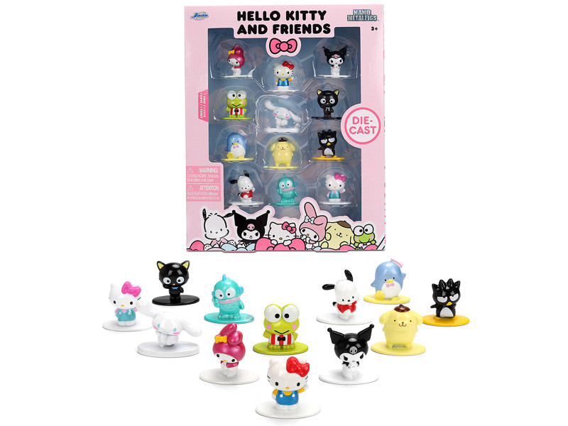 Set of 12 Diecast Figures Hello Kitty and Friends Franchise Nano Metalfigs Series Diecast Models Jada 37119