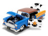 1955 Chevrolet Bel Air Blue with Graphics and Woody Diecast Figure Toy Story Franchise Hollywood Rides Series 1/24 Diecast Models Jada 37430