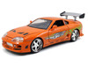 Dom's 1970 Dodge Charger R/T Black and Brian's Toyota Supra Orange with Graphics Set of 2 Cars Fast & Furious 25th Anniversary Fast & Furious Series 1/24 Diecast Model Cars Jada 37542