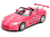 Brian's Nissan Skyline GT-R (R34) Silver Metallic with Blue Stripes and Suki's Honda S2000 Pink with Graphics Set of 2 Cars Fast & Furious 25th Anniversary Fast & Furious Series 1/24 Diecast Model Cars Jada 37543