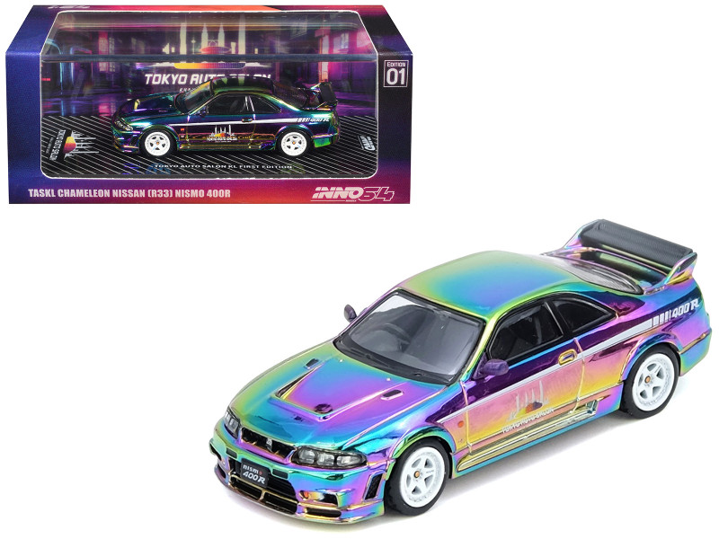 Nissan Skyline GT-R (R33) Nismo 400R RHD Right Hand Drive Chameleon Tokyo Auto Salon Kuala Lumpur First Edition 1/64 Diecast Model Car Inno Models IN64-400R-TASKL01