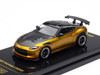 Nissan Fairlady Z Top Secret RZ34 RHD Right Hand Drive Gold Metallic with Carbon Hood and Black Top 1/64 Diecast Model Car Inno Models IN64-400ZTS-GOLD