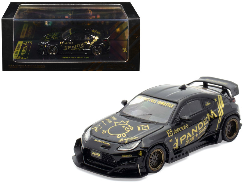 Toyota GR86 Pandem RHD Right Hand Drive Black with Gold Graphics Hobby Expo China 2025 Event Exclusive 1/64 Diecast Model Car Inno Models IN64-GR86P-HEC25