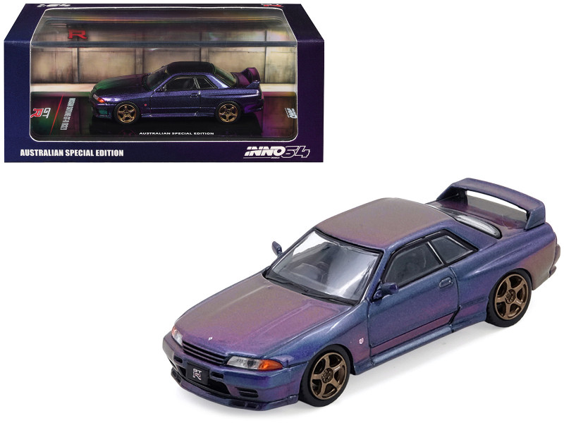 Nissan Skyline GT-R R32 RHD Right Hand Drive Midnight Purple Metallic Australian Special Edition 1/64 Diecast Model Car Inno Models IN64-R32-MP-AS