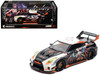 Nissan GT-R R35 Widebody RHD Right Hand Drive Black and White with Graphics AORUS X INNO64 Limited Edition 1/64 Diecast Model Car Inno Models IN64-R35LB-AORUS