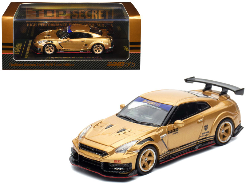 Nissan GT-R R35 Top Secret Thailand RHD Right Hand Drive Gold Metallic Thailand Diecast Expo 2025 Event Edition 1/64 Diecast Model Car Inno Models IN64-R35TSTH-TDE25
