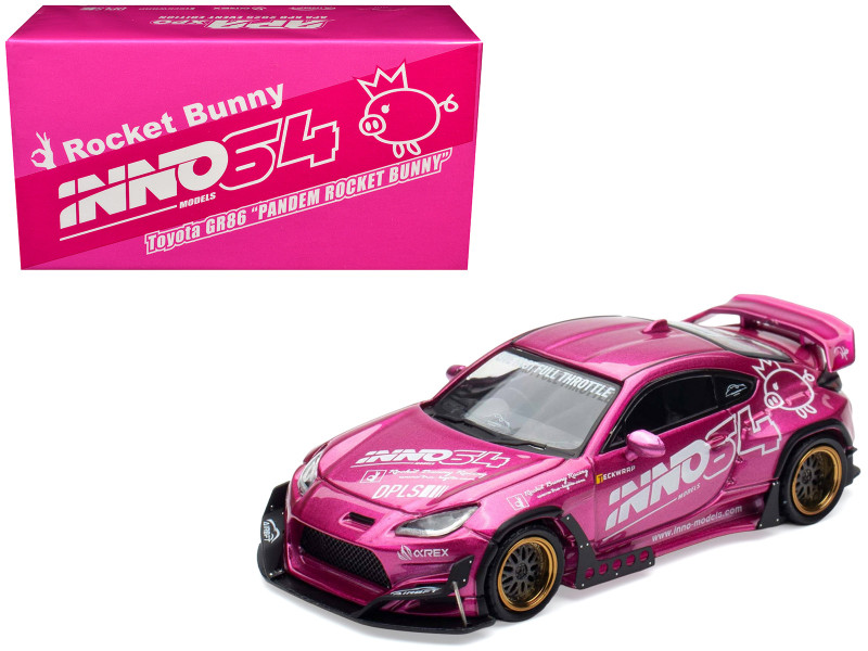 Toyota GR86 Pandem Rocket Bunny RHD Right Hand Drive Pink Metallic with Graphics APA XPO 2025 Event Exclusive 1/64 Diecast Model Car Inno Models IN64-GR86P-APA25